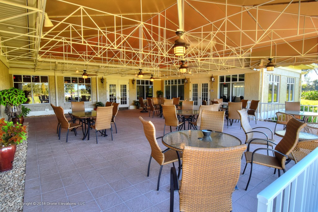 view of the clubhouse patio area