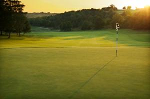 Course greens at sunset