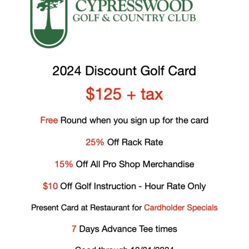 2024 Cypresswood Discount Card